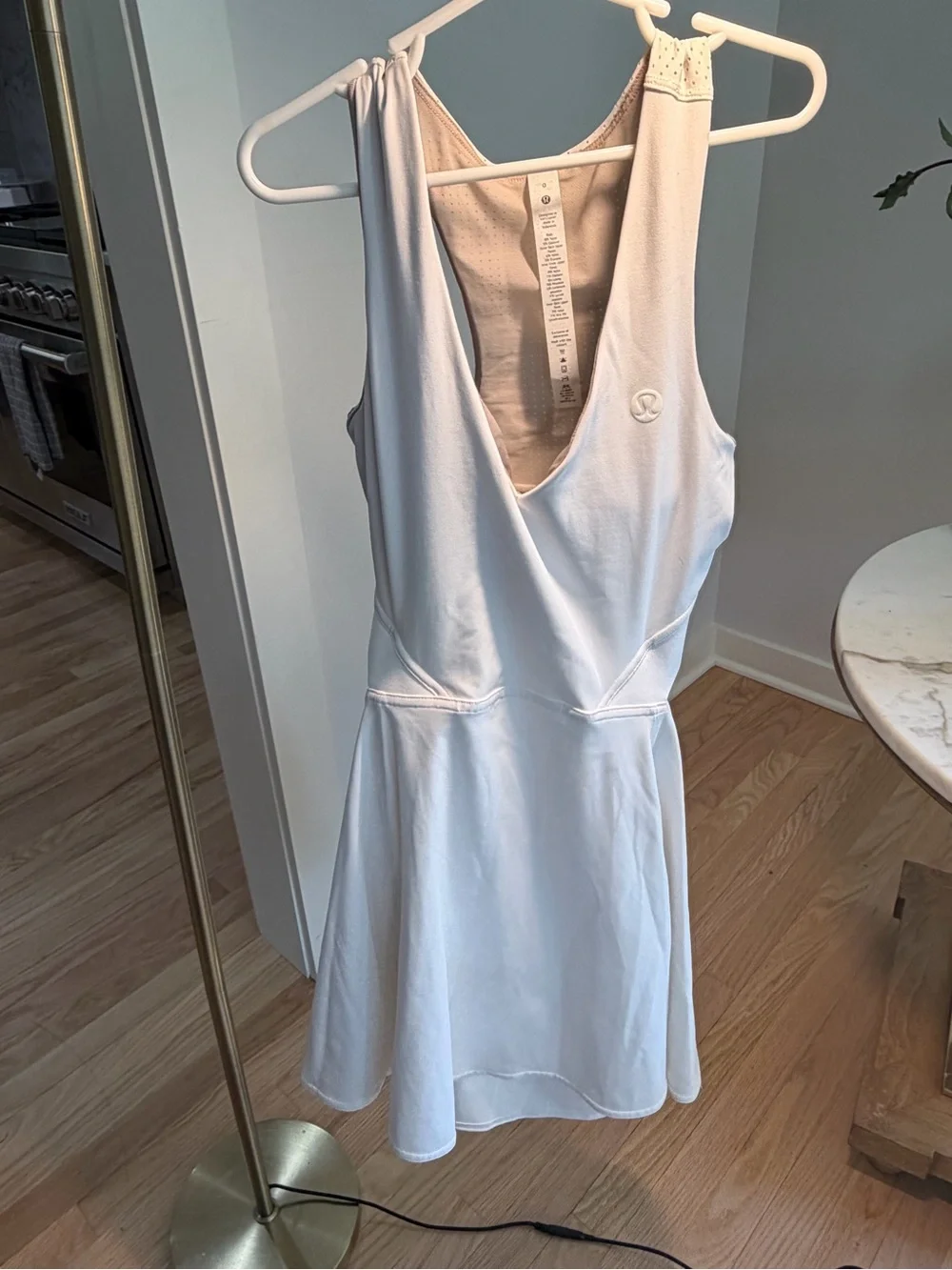 lululemon athletica White Backless Mesh-Panel Athletic Dress